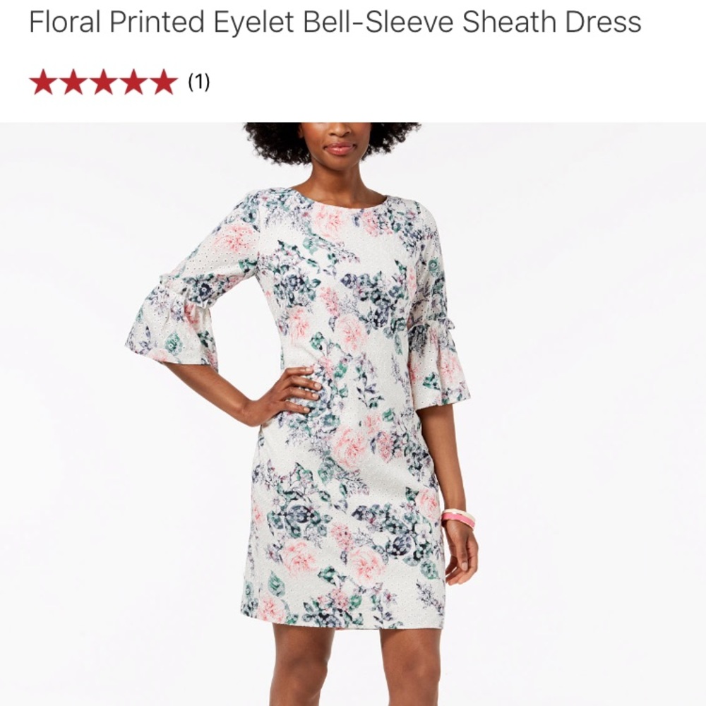 Ivanka Trump Floral Printed Eyelet Sheath Dress
